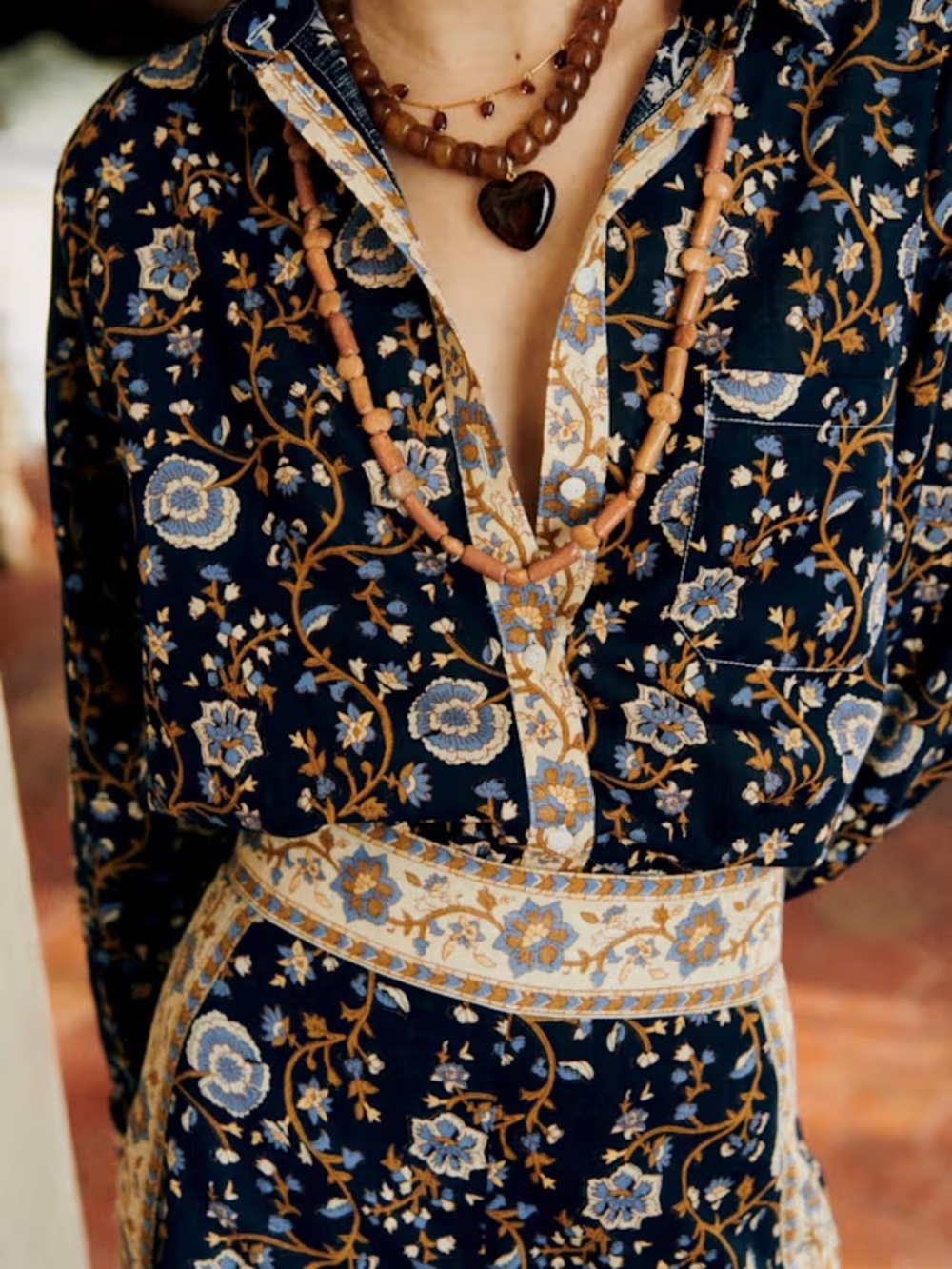 NWT Sézane Set - Maxy Shirt + Azziano Trousers in Heather Print Size 4/36 - Picture 4 of 14